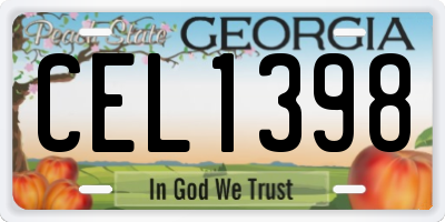 GA license plate CEL1398