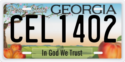 GA license plate CEL1402