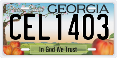 GA license plate CEL1403