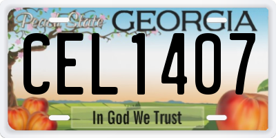 GA license plate CEL1407
