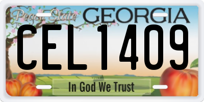 GA license plate CEL1409