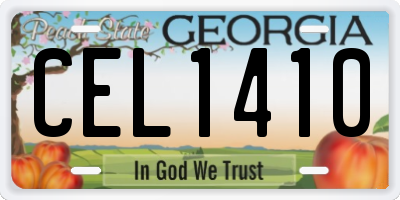 GA license plate CEL1410