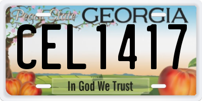 GA license plate CEL1417