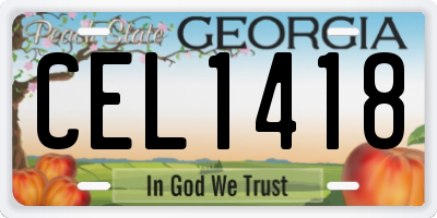 GA license plate CEL1418