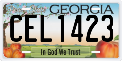 GA license plate CEL1423