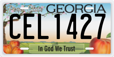 GA license plate CEL1427