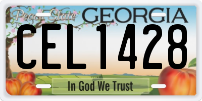 GA license plate CEL1428