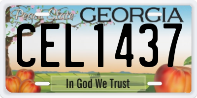 GA license plate CEL1437