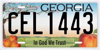 GA license plate CEL1443