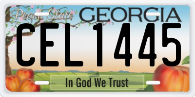 GA license plate CEL1445