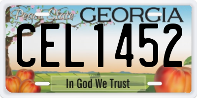 GA license plate CEL1452