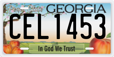 GA license plate CEL1453