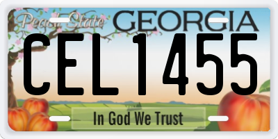 GA license plate CEL1455