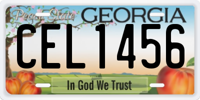 GA license plate CEL1456