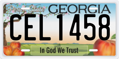 GA license plate CEL1458