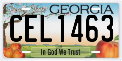 GA license plate CEL1463