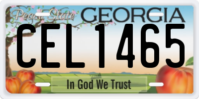 GA license plate CEL1465