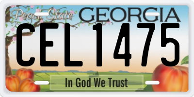 GA license plate CEL1475
