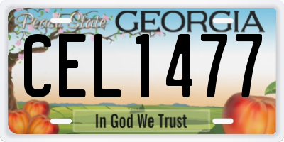 GA license plate CEL1477