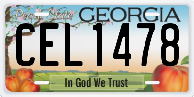 GA license plate CEL1478