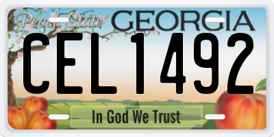 GA license plate CEL1492