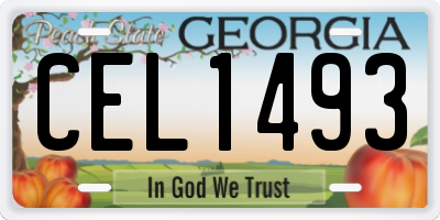 GA license plate CEL1493