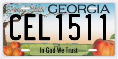 GA license plate CEL1511
