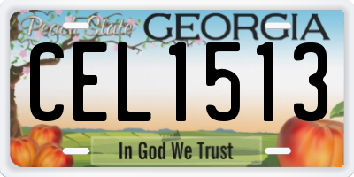 GA license plate CEL1513