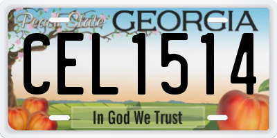 GA license plate CEL1514