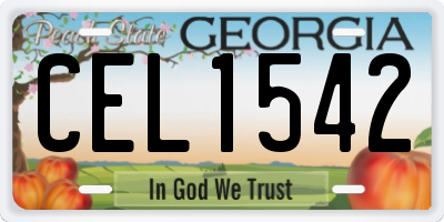 GA license plate CEL1542