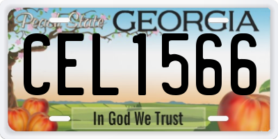 GA license plate CEL1566