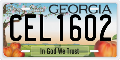 GA license plate CEL1602