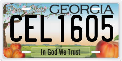 GA license plate CEL1605