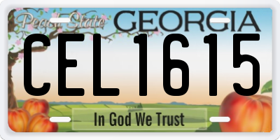 GA license plate CEL1615