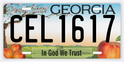 GA license plate CEL1617