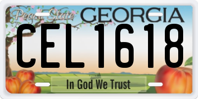 GA license plate CEL1618