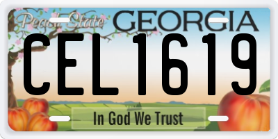 GA license plate CEL1619