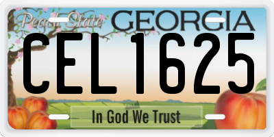 GA license plate CEL1625