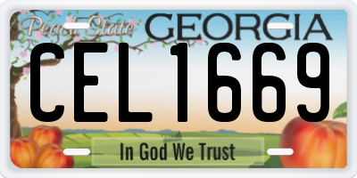 GA license plate CEL1669