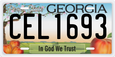 GA license plate CEL1693