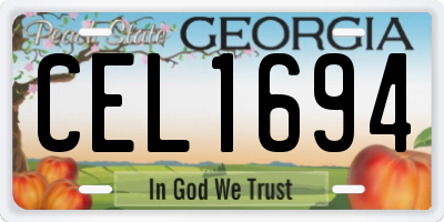 GA license plate CEL1694