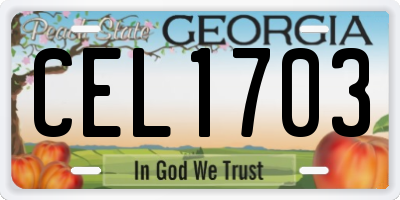 GA license plate CEL1703
