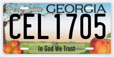 GA license plate CEL1705