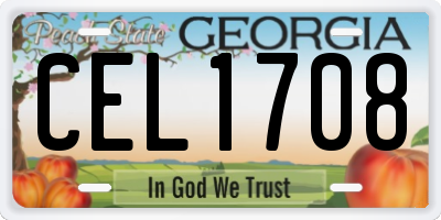 GA license plate CEL1708