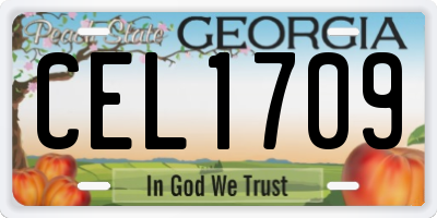 GA license plate CEL1709