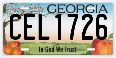 GA license plate CEL1726