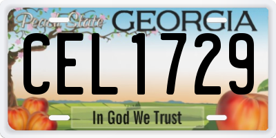 GA license plate CEL1729