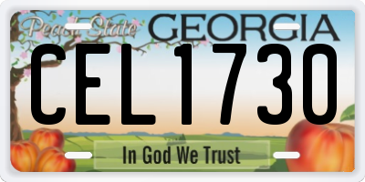 GA license plate CEL1730