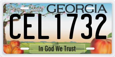 GA license plate CEL1732