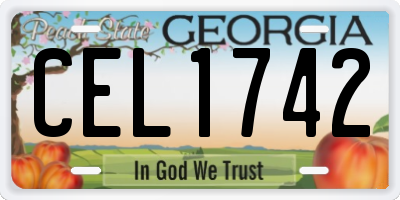 GA license plate CEL1742
